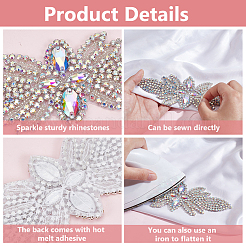 Flower Glass Seed Cloth Sew on Appliques&nbsp;PATC-WH0008-92B