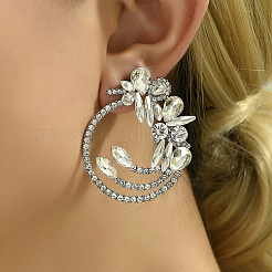 Platinum Brass Micro Pave Cubic Zirconia Dangle Stud Earrings&nbsp;ZW5903-5