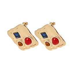 304 Stainless Steel Rhinestone Stud Earrings&nbsp;SA-CBAF6AD-26G-A