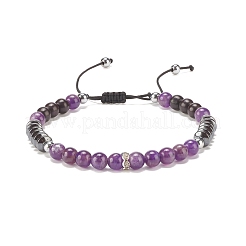 Natural Gemstone & Synthetic Hematite Braided Bead Bracelet for Women&nbsp;BJEW-JB08181