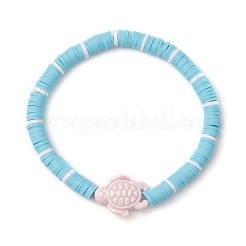 3Pcs 3 Styles Flat Round Handmade Polymer Clay Heishi Beaded Stretch Bracelets&nbsp;BJEW-JB11715