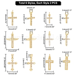 12Pcs 6 Style Brass Micro Pave Clear Cubic Zirconia Charms&nbsp;FIND-GA0002-35