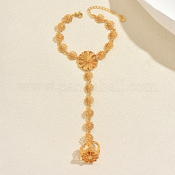 Brass Sunflower Single Finger Ring Bracelets for Women Party Wedding Elegant Jewelry&nbsp;WK3568
