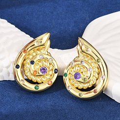 Brass Micro Pave Cubic Zirconia Stud Earrings&nbsp;KK-U058-62G
