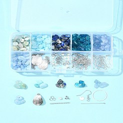 DIY Brass & Natural Gemstone Chips Dangle Earrings Jewelry Making Kits&nbsp;DIY-FS0006-85