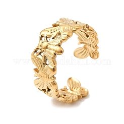 304 Stainless Steel Open Cuff Rings for Women&nbsp;RJEW-K313-14G