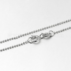 Anti-Tarnish Trendy Rhodium Plated 925 Sterling Silver Ball Chain Necklaces&nbsp;X-STER-M050-1.0B-09