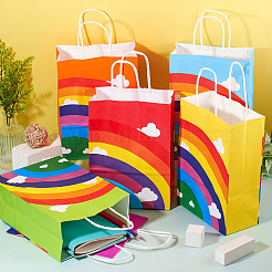 12Pcs 6 Colors Paper Rainbow Printed Carry Storage Tote Bags&nbsp;ABAG-TA0002-05B