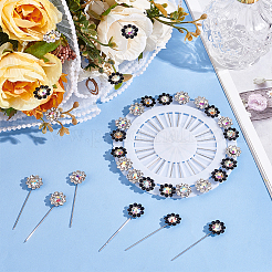 Alloy Rhinestone Flower Long Pins&nbsp;FIND-WH0111-322