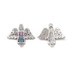 Brass Micro Pave Colorful Cubic Zirconia Connector Charms&nbsp;KK-E068-VB034