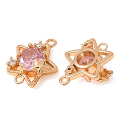 Brass Pave Cubic Zirconia Connector Charms&nbsp;CU-CBAEC99-13G-02