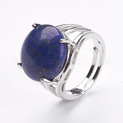 Adjustable Natural Lapis Lazuli Finger Rings&nbsp;RJEW-F075-01L