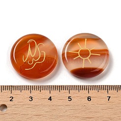 13Pcs Flat Round Natural Carnelian Rune Stones&nbsp;G-K335-08F