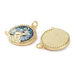 Brass Micro Pave Clear Cubic Zirconia Pendants&nbsp;KK-S048-04G