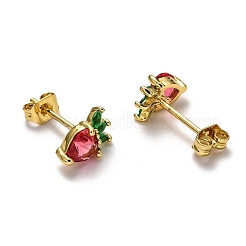 Brass Micro Pave Cubic Zirconia Stud Earrings&nbsp;EJEW-H123-02G