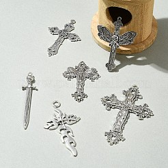 6Pcs 6 Styles Tibetan Style Alloy Cross Pendants&nbsp;FIND-FS0002-57