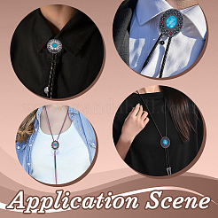 3Pcs 3 Style Adjustable Zinc Alloy Pave Synthetic Turquoise Oval/Flat Round Pendant Black PU Leather Cord Lariat Necklaces&nbsp;NJEW-ME0001-02