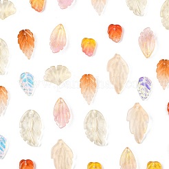 120Pcs 8 Styles Autumn Theme Two-Tone Transparent Glass Charms&nbsp;GLAA-FS0002-56