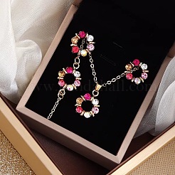 Ring Alloy Rhinestone Pendant Necklaces & Braceleta & Stud Earrings Sets&nbsp;WG4EA96-03