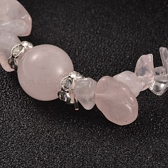 Chips Natural Rose Quartz Beaded Stretch Bracelets&nbsp;BJEW-JB02131-01