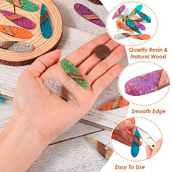 12Pcs 6 Colors Transparent Resin & Walnut Wood Big Pendants&nbsp;RESI-TA0002-73