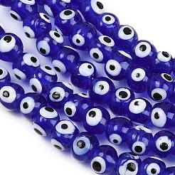 Handmade Evil Eye Lampwork Beads Strands&nbsp;LAMP-Z021-01B