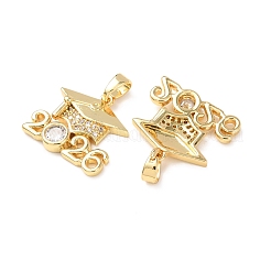 Brass Micro Pave Clear Cubic Zirconia Pendants&nbsp;X-KK-D223-01G
