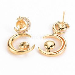 Brass Micro Pave Clear Cubic Zirconia Earring Findings&nbsp;LS-KK-S356-253-NF