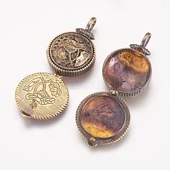 Brass Locket Pendants&nbsp;KK-K176-14AB