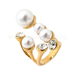 304 Stainless Steel & Cubic Zirconia & Plastic Cuff Rings for Women&nbsp;RJEW-M102-01G
