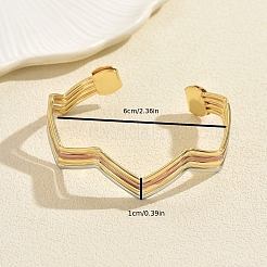 Multi-layer Geometric Wave Pattern Iron Open Cuff Bracelet for Women&nbsp;US3742