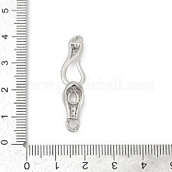 Brass Micro Pave Clear Cubic Zirconia S-Hook Clasps&nbsp;KK-G526-13P