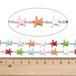 304 Stainless Steel Enamel Starfish Link Chains&nbsp;CHS-F023-01K-P