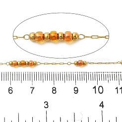 Handmade 304 Stainless Steel & Glass Beaded Chains&nbsp;CHS-L031-01G-02