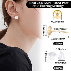 200Pcs 304 Stainless Steel Stud Earring Findings&nbsp;STAS-BBC0001-70