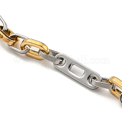 Ion Plating(IP) Two Tone 201 Stainless Steel Oval Link Chain Bracelet&nbsp;BJEW-B078-12GP