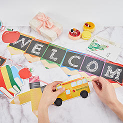 Welocome & School Supplies Paper Banners&nbsp;DIY-WH0453-42