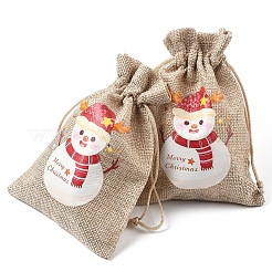 30Pcs 15 Styles Christmas Printed Jute Cloth Storage Pouches&nbsp;ABAG-YW0001-10