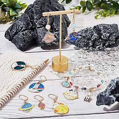 12Pcs 12 Style Flat Round & Rocket & Heart & Star Alloy Enamel Locking Stitch Markers&nbsp;HJEW-PH01500