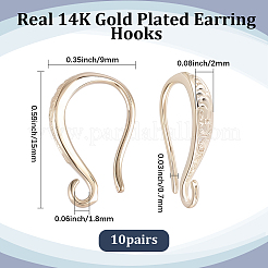 10 Pairs Brass Earring Hooks&nbsp;KK-BBC0025-12A
