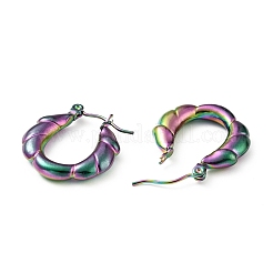 Ion Plating(IP) Rainbow Color 304 Stainless Steel Twist Rope Hoop Earrings for Women&nbsp;EJEW-G293-11M