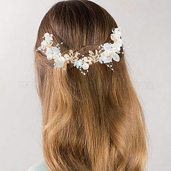 Alloy & Rhinestone & Resin Floral Hair Bands Embellishments for Women&nbsp;OHAR-WH20009-02A