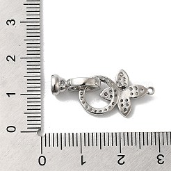 Rack Plating Brass Micro Pave Clear Cubic Zirconia Fold Over Clasps&nbsp;KK-E084-38P