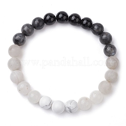 Natural Howlite & Black Onyx & Agate & Larvikite & Quartz Crystal Beaded Stretch Bracelets for Women&nbsp;BJEW-TA00554