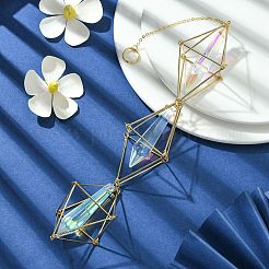 Brass Pouch Transparent Glass Big Cone Pendulum Pendant Decorations&nbsp;HJEW-JM01733
