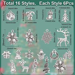 96Pcs 16 Style Tibetan Style Alloy Pendants&nbsp;FIND-SC0004-75