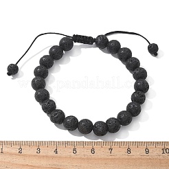 Natural Lava Rock Braided Bead Bracelets&nbsp;BJEW-R304-01-8mm