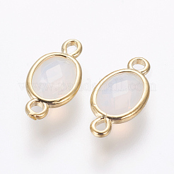 Oval Faceted Golden Brass Opalite Links connectors&nbsp;X-GLAA-O014-29G