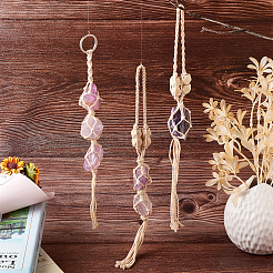 3Pcs 3 Style Irregular Gemstone Hanging Pendant Decoration&nbsp;HJEW-EL0001-08
