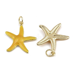 Brass Enamel Starfish Pendants&nbsp;KK-I377-03G-B